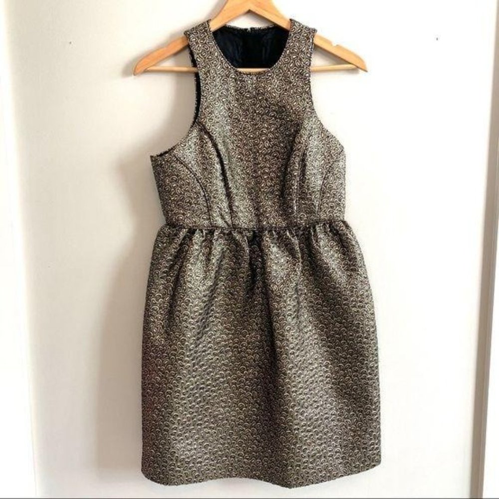 Tibi Jacquard Paisley Black & Gold Metallic Dress - Picture 6 of 16
